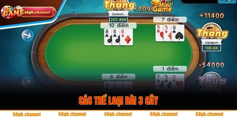 Những thể loại bài 3 cây tại 68GB